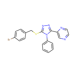 Brc1ccc(CSc2nnc(-c3cnccn3)n2-c2ccccc2)cc1 ZINC000002229910