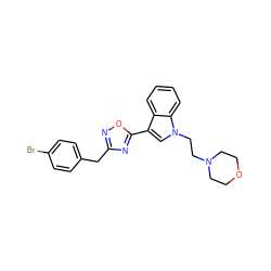 Brc1ccc(Cc2noc(-c3cn(CCN4CCOCC4)c4ccccc34)n2)cc1 ZINC000040953564