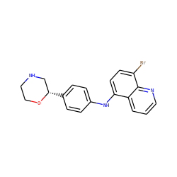 Brc1ccc(Nc2ccc([C@H]3CNCCO3)cc2)c2cccnc12 ZINC000169705275