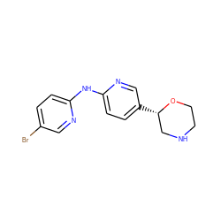 Brc1ccc(Nc2ccc([C@H]3CNCCO3)cn2)nc1 ZINC000149985393