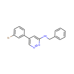 Brc1cccc(-c2cnnc(NCc3ccccc3)c2)c1 ZINC000013673539