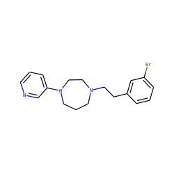 Brc1cccc(CCN2CCCN(c3cccnc3)CC2)c1 ZINC000473090150