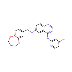 Brc1cccc(Nc2ncnc3ccc(NCc4ccc5c(c4)OCCCO5)cc23)c1 ZINC000084672090