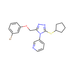 Brc1cccc(OCc2nnc(SC3CCCC3)n2-c2cccnc2)c1 ZINC000095596405