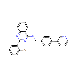 Brc1ccccc1-c1nc(NCc2ccc(-c3cccnc3)cc2)c2ccccc2n1 ZINC000169304488