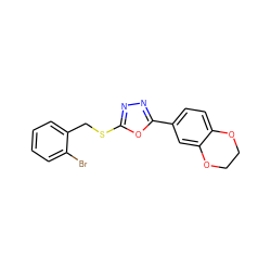 Brc1ccccc1CSc1nnc(-c2ccc3c(c2)OCCO3)o1 ZINC000073161901