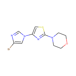 Brc1cn(-c2csc(N3CCOCC3)n2)cn1 ZINC000299829181