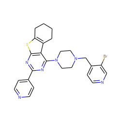 Brc1cnccc1CN1CCN(c2nc(-c3ccncc3)nc3sc4c(c23)CCCC4)CC1 ZINC000223668163