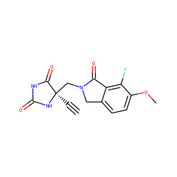 C#C[C@]1(CN2Cc3ccc(OC)c(F)c3C2=O)NC(=O)NC1=O ZINC000149830761