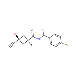 C#C[C@]1(O)C[C@@](C)(C(=O)N[C@H](C)c2ccc(Br)cc2)C1 ZINC000103204496