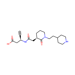 C#C[C@H](CC(=O)O)NC(=O)C[C@H]1CCCN(CCC2CCNCC2)C1=O ZINC000029568588