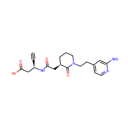 C#C[C@H](CC(=O)O)NC(=O)C[C@H]1CCCN(CCc2ccnc(N)c2)C1=O ZINC000029559801