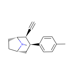 C#C[C@H]1[C@@H](c2ccc(C)cc2)C[C@@H]2CC[C@H]1N2C ZINC000040836355