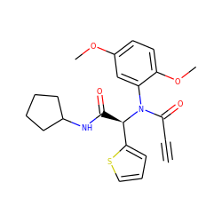 C#CC(=O)N(c1cc(OC)ccc1OC)[C@H](C(=O)NC1CCCC1)c1cccs1 ZINC000001376639