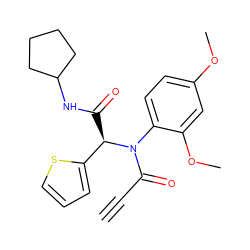 C#CC(=O)N(c1ccc(OC)cc1OC)[C@H](C(=O)NC1CCCC1)c1cccs1 ZINC000001376633