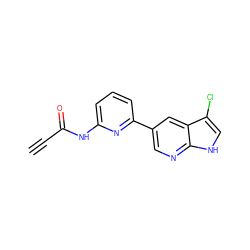 C#CC(=O)Nc1cccc(-c2cnc3[nH]cc(Cl)c3c2)n1 ZINC000221108995