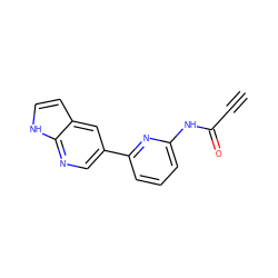 C#CC(=O)Nc1cccc(-c2cnc3[nH]ccc3c2)n1 ZINC000221108838