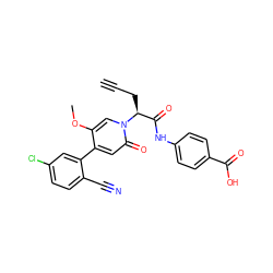 C#CC[C@@H](C(=O)Nc1ccc(C(=O)O)cc1)n1cc(OC)c(-c2cc(Cl)ccc2C#N)cc1=O ZINC001772603265