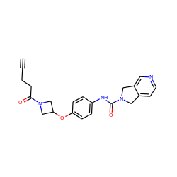 C#CCCC(=O)N1CC(Oc2ccc(NC(=O)N3Cc4ccncc4C3)cc2)C1 ZINC000166433785