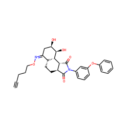 C#CCCCO/N=C1/C[C@@H](O)[C@@H](O)[C@H]2[C@@H]1CC[C@@H]1C(=O)N(c3cccc(Oc4ccccc4)c3)C(=O)[C@H]12 ZINC000008035827