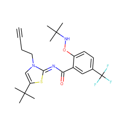 C#CCCn1cc(C(C)(C)C)s/c1=N\C(=O)c1cc(C(F)(F)F)ccc1ONC(C)(C)C ZINC000147957914