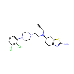 C#CCN(CCN1CCN(c2cccc(Cl)c2Cl)CC1)[C@@H]1CCc2nc(N)sc2C1 ZINC000087672116