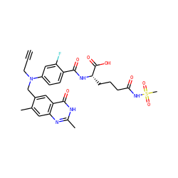 C#CCN(Cc1cc2c(=O)[nH]c(C)nc2cc1C)c1ccc(C(=O)N[C@@H](CCCC(=O)NS(C)(=O)=O)C(=O)O)c(F)c1 ZINC000004812199