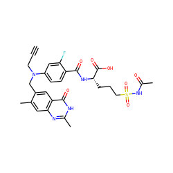 C#CCN(Cc1cc2c(=O)[nH]c(C)nc2cc1C)c1ccc(C(=O)N[C@@H](CCCS(=O)(=O)NC(C)=O)C(=O)O)c(F)c1 ZINC000004812210