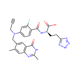 C#CCN(Cc1cc2c(=O)[nH]c(C)nc2cc1C)c1ccc(C(=O)N[C@H](CCc2nn[nH]n2)C(=O)O)c(F)c1 ZINC000003832382