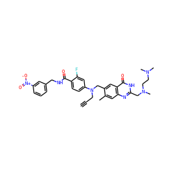 C#CCN(Cc1cc2c(=O)[nH]c(CN(C)CCN(C)C)nc2cc1C)c1ccc(C(=O)NCc2cccc([N+](=O)[O-])c2)c(F)c1 ZINC000027758710