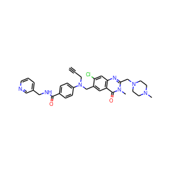 C#CCN(Cc1cc2c(=O)n(C)c(CN3CCN(C)CC3)nc2cc1Cl)c1ccc(C(=O)NCc2cccnc2)cc1 ZINC000022036130