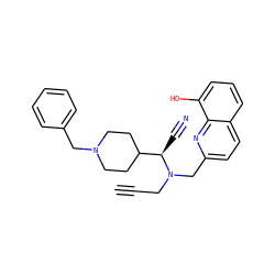 C#CCN(Cc1ccc2cccc(O)c2n1)[C@H](C#N)C1CCN(Cc2ccccc2)CC1 ZINC001772582937