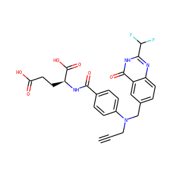 C#CCN(Cc1ccc2nc(C(F)F)[nH]c(=O)c2c1)c1ccc(C(=O)N[C@@H](CCC(=O)O)C(=O)O)cc1 ZINC000026828905