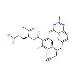 C#CCN(Cc1ccc2nc(C)[nH]c(=O)c2c1)c1ccc(C(=O)N[C@@H](CCC(=O)O)C(=O)O)c(F)c1F ZINC000013724744