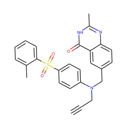 C#CCN(Cc1ccc2nc(C)[nH]c(=O)c2c1)c1ccc(S(=O)(=O)c2ccccc2C)cc1 ZINC000013761138