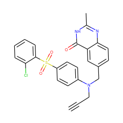 C#CCN(Cc1ccc2nc(C)[nH]c(=O)c2c1)c1ccc(S(=O)(=O)c2ccccc2Cl)cc1 ZINC000013761139