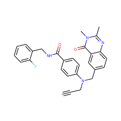 C#CCN(Cc1ccc2nc(C)n(C)c(=O)c2c1)c1ccc(C(=O)NCc2ccccc2F)cc1 ZINC000072139632