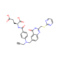 C#CCN(Cc1ccc2nc(CSc3ncccn3)[nH]c(=O)c2c1)c1ccc(C(=O)N[C@@H](CCC(=O)O)C(=O)O)cc1 ZINC000026831061