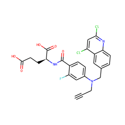 C#CCN(Cc1ccc2nc(Cl)cc(Cl)c2c1)c1ccc(C(=O)N[C@@H](CCC(=O)O)C(=O)O)c(F)c1 ZINC000001546850