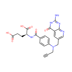 C#CCN(Cc1cnc2nc(N)[nH]c(=O)c2c1)c1ccc(C(=O)N[C@@H](CCC(=O)O)C(=O)O)cc1 ZINC000013448362