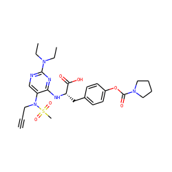 C#CCN(c1cnc(N(CC)CC)nc1N[C@@H](Cc1ccc(OC(=O)N2CCCC2)cc1)C(=O)O)S(C)(=O)=O ZINC000096273505