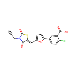 C#CCN1C(=O)S/C(=C\c2ccc(-c3ccc(Cl)c(C(=O)O)c3)o2)C1=O ZINC000002938276