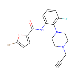 C#CCN1CCN(c2c(F)cccc2NC(=O)c2ccc(Br)o2)CC1 ZINC000062241878