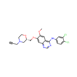 C#CCN1CCO[C@H](COc2cc3ncnc(Nc4ccc(Cl)c(Cl)c4)c3cc2OC)C1 ZINC000114821406