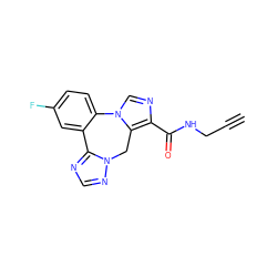 C#CCNC(=O)c1ncn2c1Cn1ncnc1-c1cc(F)ccc1-2 ZINC000035788580