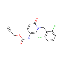 C#CCOC(=O)Nc1ccc(=O)n(Cc2c(Cl)cccc2Cl)c1 ZINC000005368478