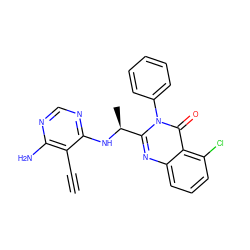 C#Cc1c(N)ncnc1N[C@@H](C)c1nc2cccc(Cl)c2c(=O)n1-c1ccccc1 ZINC000653861714