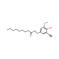 C#Cc1cc(CNC(=O)CCCCCCCC)cc(OC)c1O ZINC000036351958