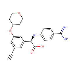 C#Cc1cc(OC2CCOCC2)cc([C@@H](Nc2ccc(C(=N)N)cc2)C(=O)O)c1 ZINC000014953269