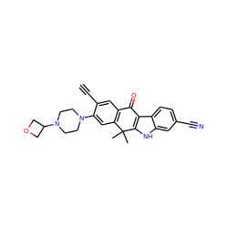 C#Cc1cc2c(cc1N1CCN(C3COC3)CC1)C(C)(C)c1[nH]c3cc(C#N)ccc3c1C2=O ZINC000072178970